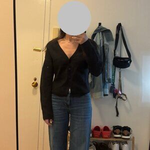 NWT Abercrombie Black LuxeLoft Rounded Sleeve Cardigan, Small